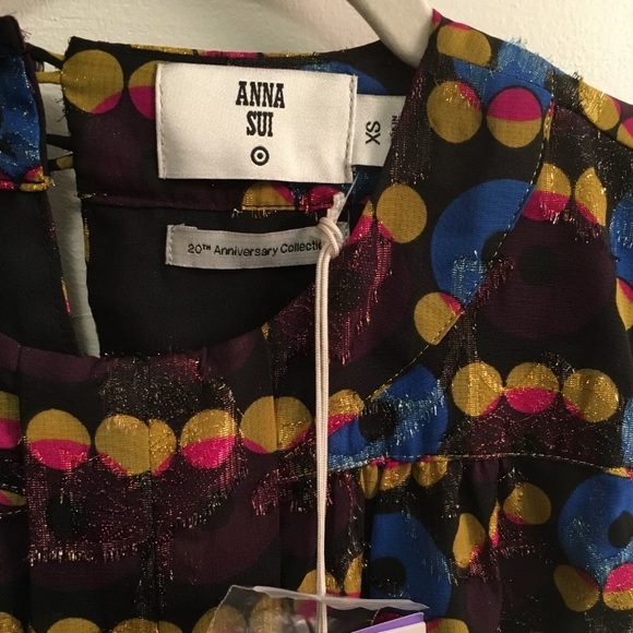 Anna Sui Size XS Metallic Circles Dress Retro - New with Tag - Picture 4 of 4